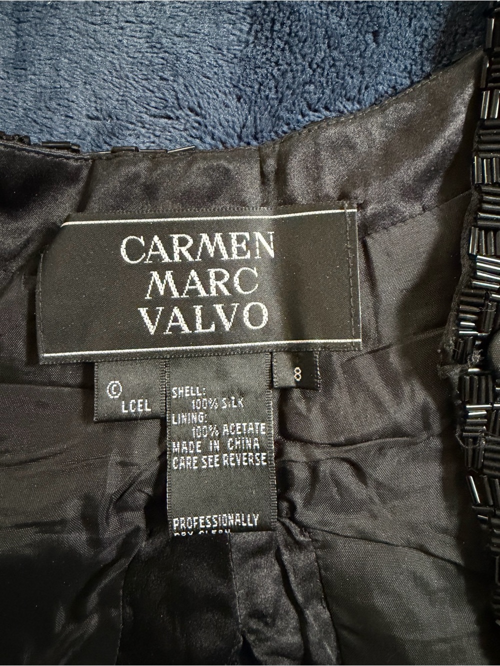 Carmen Marc Valvo Black Textured Halter Vest - Picture 5 of 5